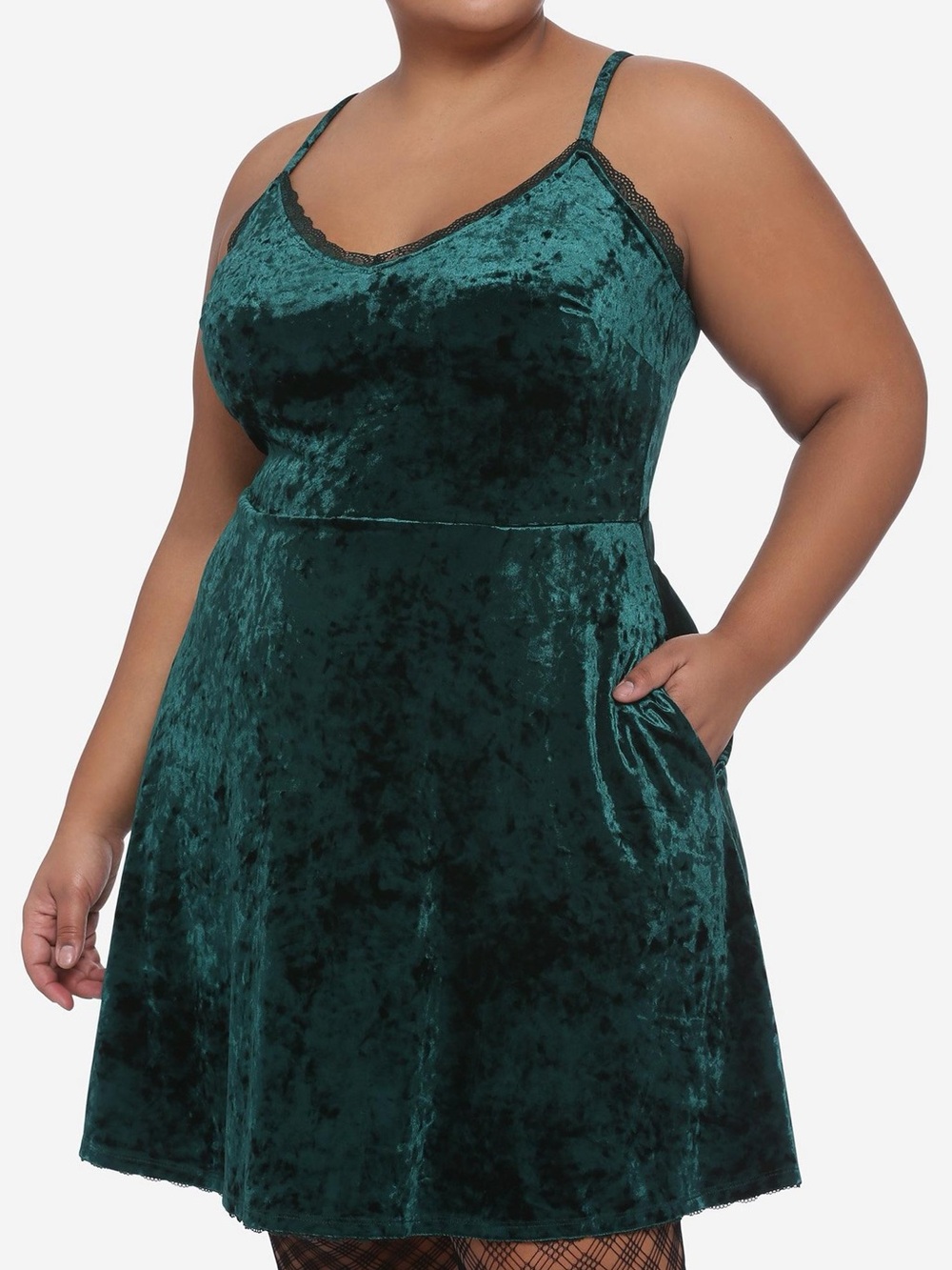 Hot Topic Green Velvet Skater Slip Dress 1X